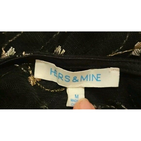 Hers & Mine Sheer Floral Embroidered Dress  Mesh Maxi Sexy Medium Swimsuit Cover - Picture 3 of 8